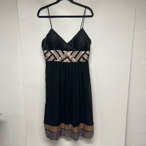 Eliza J Black and Gold Midi Dress